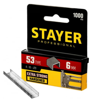 Скобы для степлера Stayer тонкие тип 53, (11,3 х 0,7 мм), 6 мм (1000 шт.)