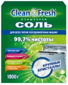 Соль для посудомоечной машины CLEAN & FRESH гранулированная 1,8кг